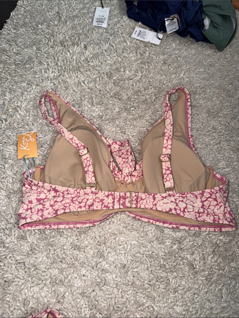 Kona Sol Pink and Cream Floral Bikini Set - Picture 6 of 6